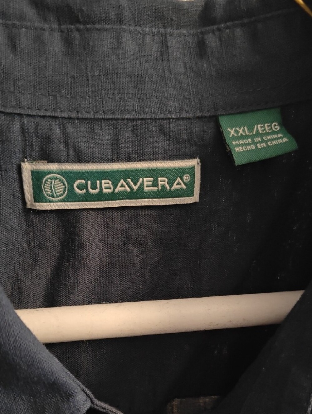 Cubavera Men's Dark Navy Embroidered Linen Short Sleeve Guayabera Shirt XXL - Picture 2 of 5